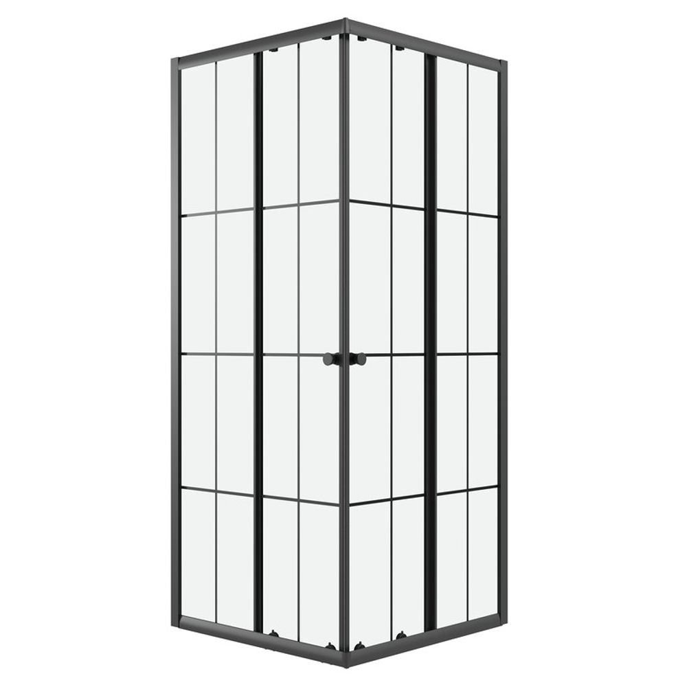 Душевое ограждение Niagara Eco NG-1010-14QKL (100х100х190) квадрат,раздвижное,черный,стекло клетка,1 место