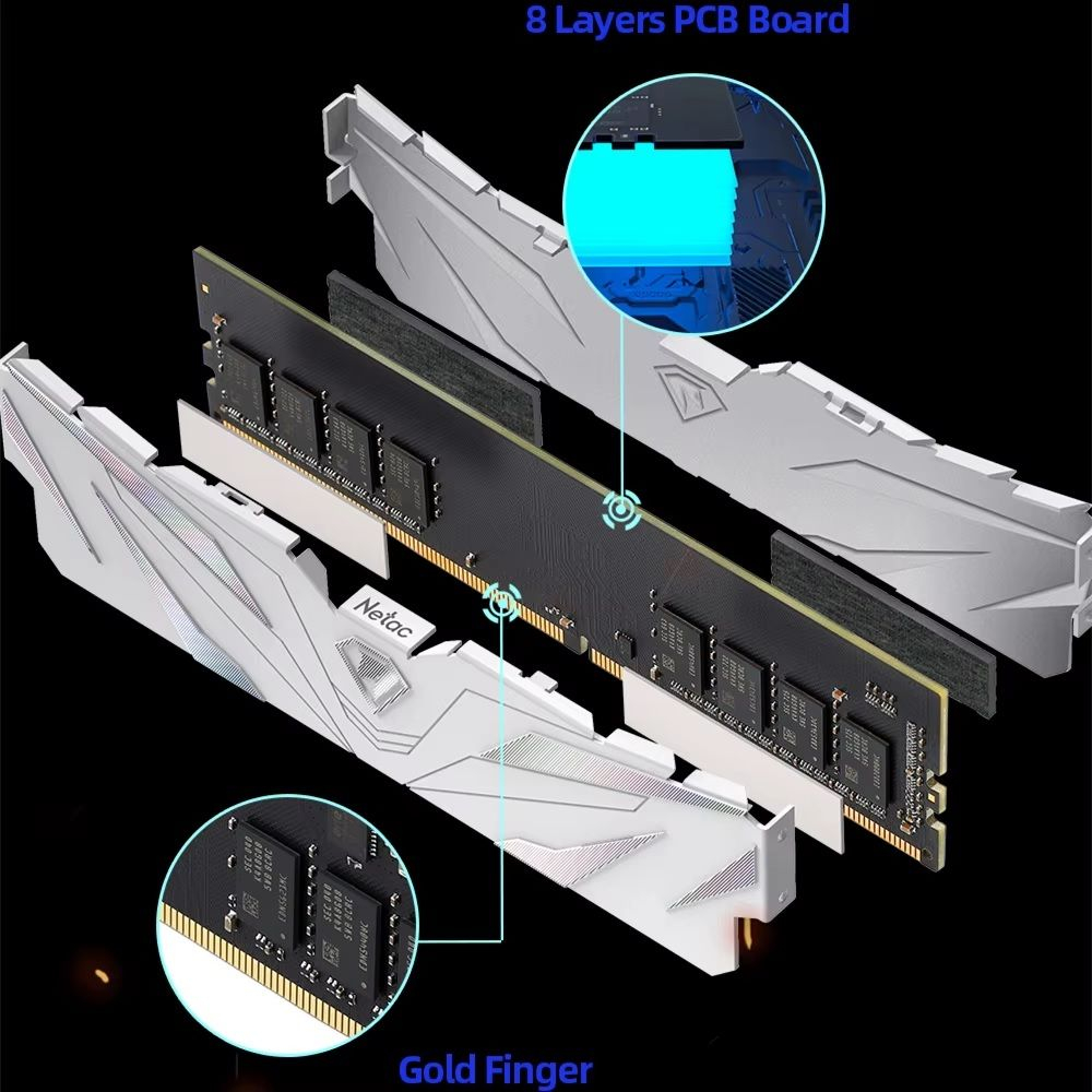 Память Netac Shadow II DDR4 16Gb (комплект 2x8Gb) 3200MHz, белая
