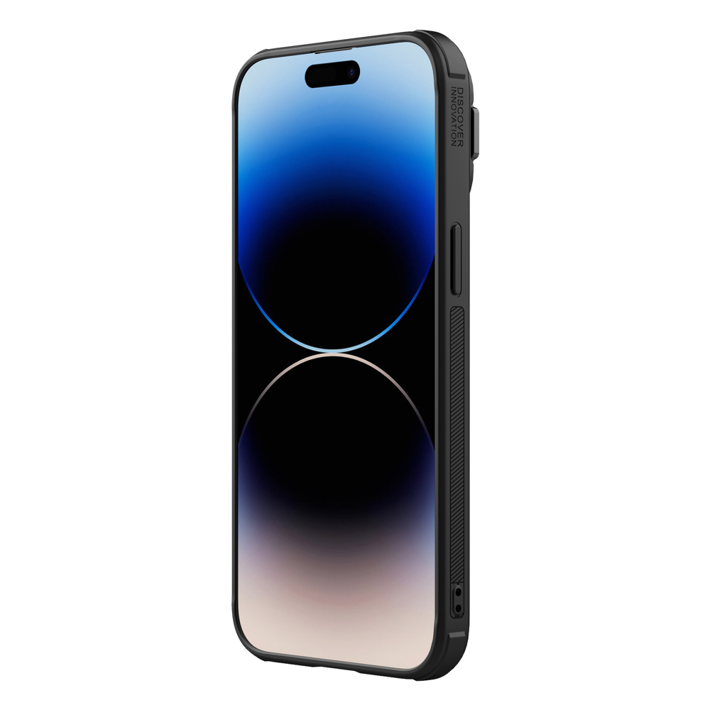 Текстурный чехол от Nillkin с металлической откидной крышкой на iPhone 15 Pro, серия Textured Prop Magnetic (с поддержкой магнитной беспроводной зарядки MagSafe)