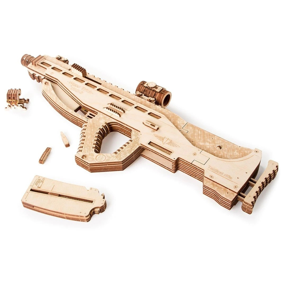 Штурмовая винтовка USG-2 от Wood Trick - деревянный конструктор, 3D пазл, Сборная механическая модель, стреляет пульками