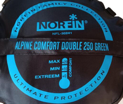 Мешок-одеяло спальный Norfin ALPINE COMFORT DOUBLE 250 GREEN