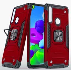Противоударный чехол для Honor 9X / Huawei P Smart Z красный с пластиной для магнитного автодержателя и кольцом подставкой / чехол с держателем на палец на Хонор 9х / Хуавей П смарт