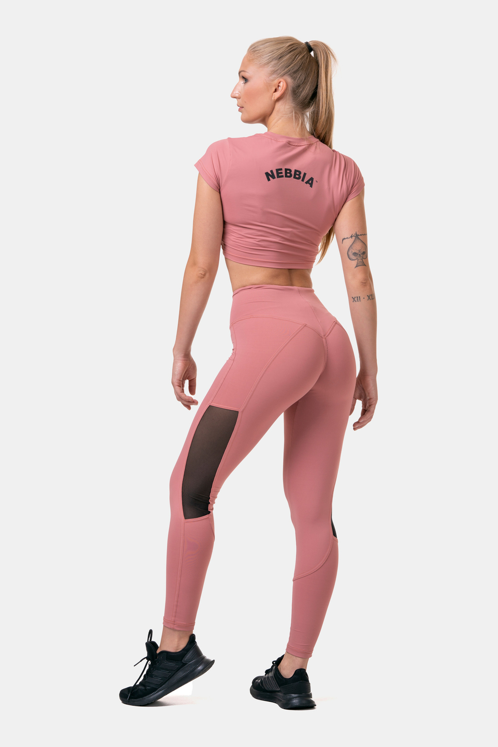 Легинсы женские High Waist & Mesh Leggings 573 Розовые