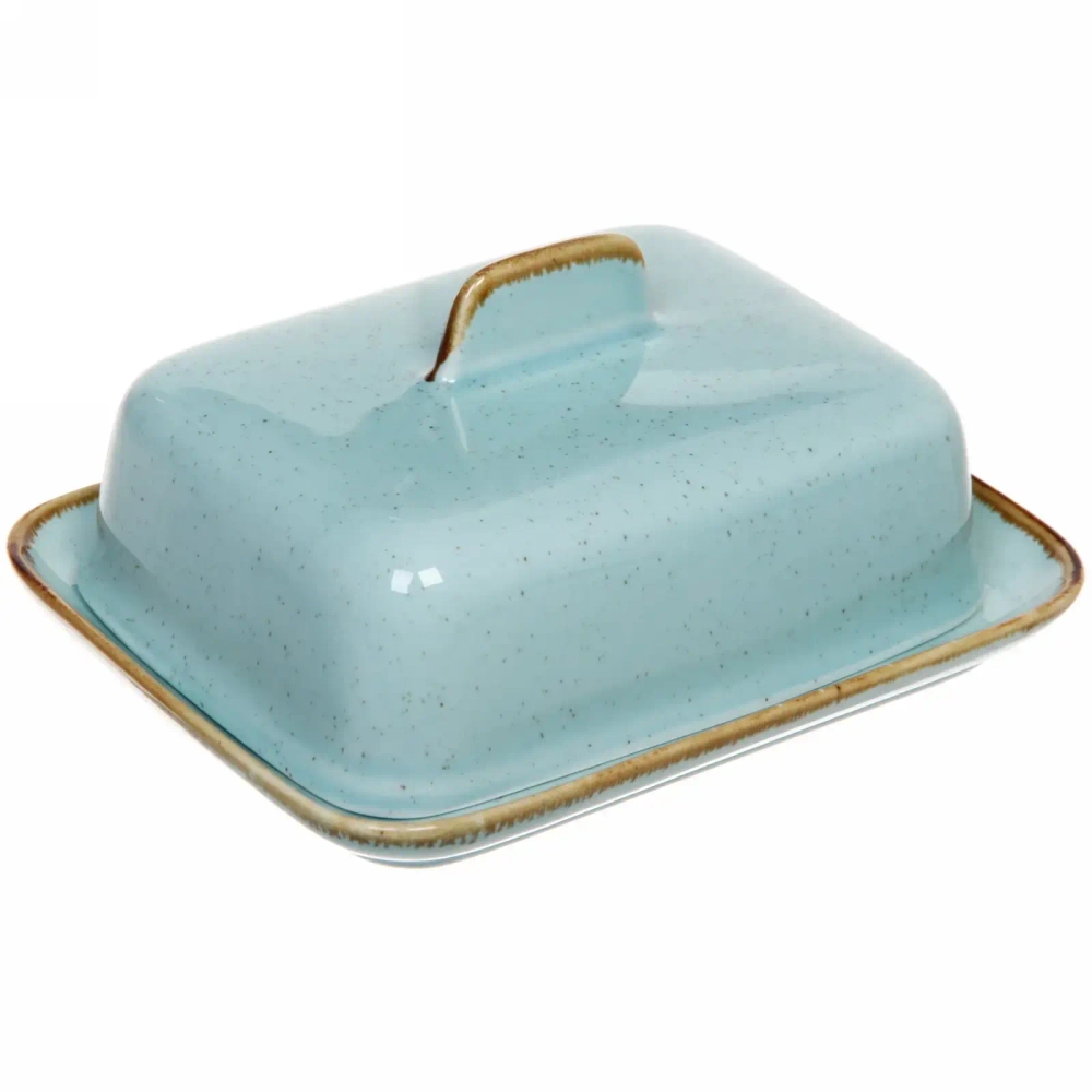 Масленка керамическая «Tiffany Blue» 16,5*13*7,8см
