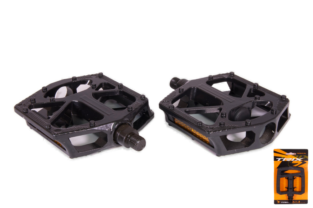 Педали TRIX PLATFORM алюминиевые, 99x108мм, резьба 9/16", с шипами, черные