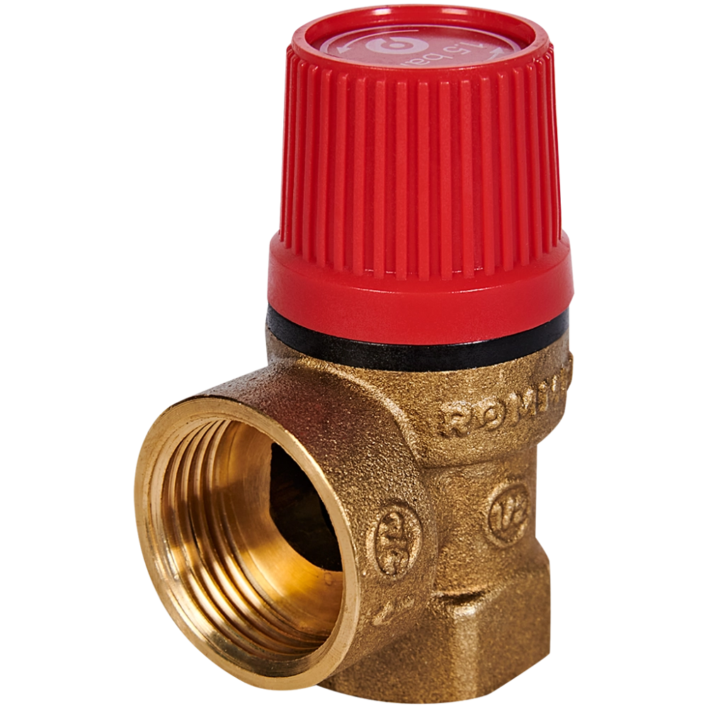 Клапан предохранительный ROMMER - 1/2", сброс 3/4" (ВР/ВР, Tmax 110°C, 1.5 бар)