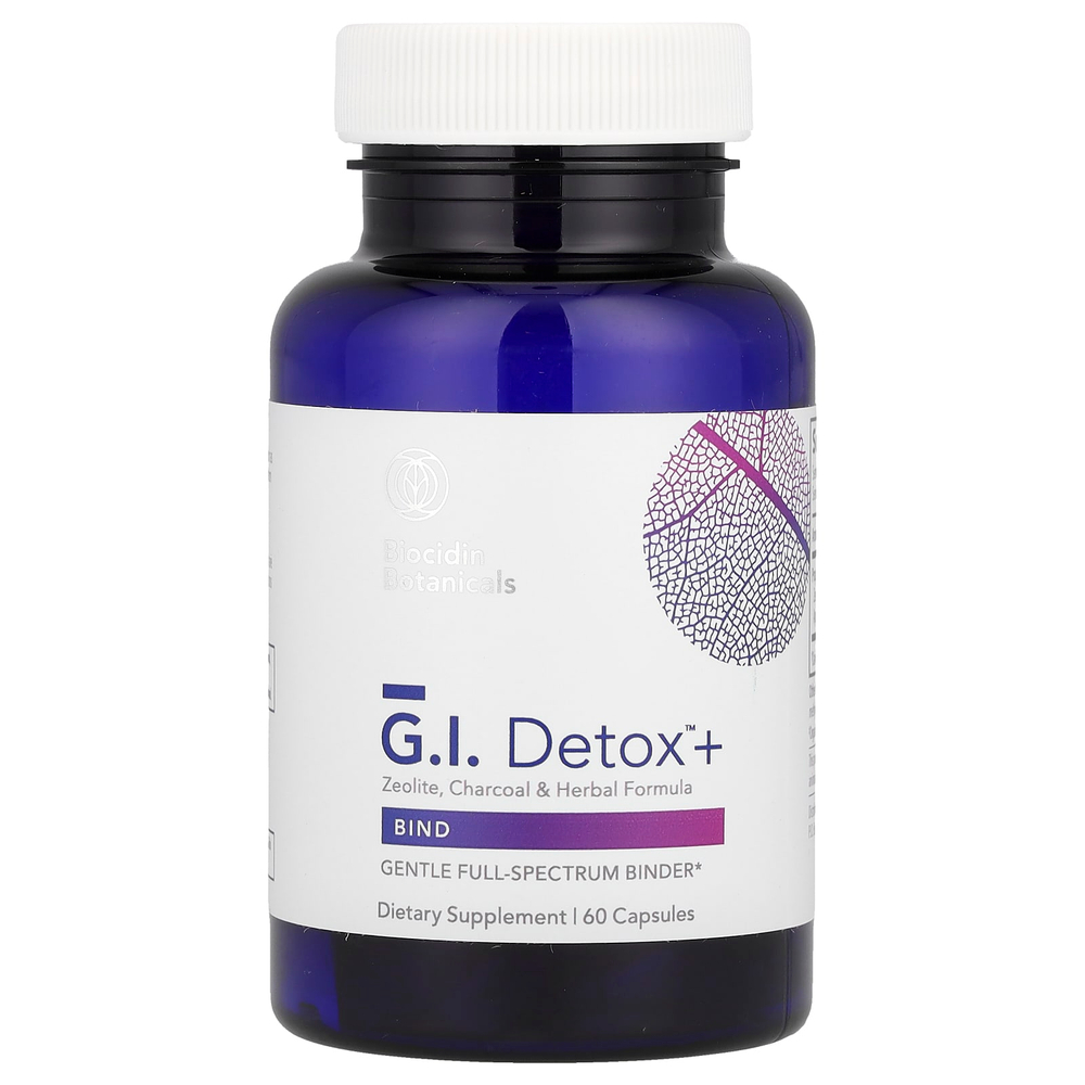 Biocidin Botanicals, GI Detox™ +, цеолит, древесный уголь и растительная формула, 60 капсул