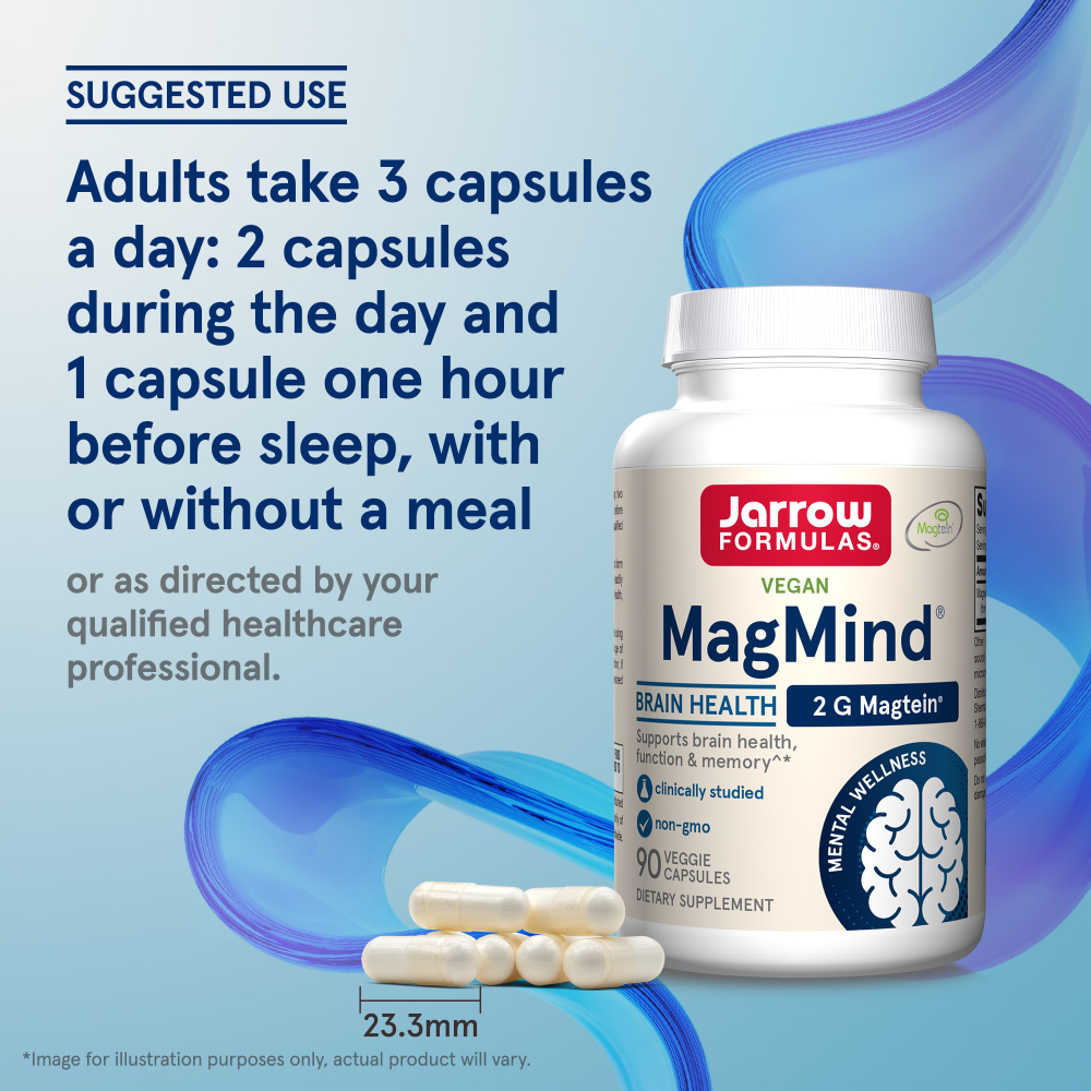 Jarrow Formulas, MagMind® для веганов, добавка для здоровья мозга, 90 растительных капсул (48 мг в 1 капсуле)