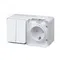 Блок розетка + выключатель двухклавишный IP54 Systeme Electric AtlasDesign Profi54 Белый ATN540174