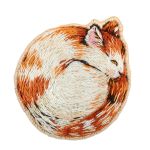 Набор для вышивания нитками Panna Живая картина JK-2322, Брошь. Спящий котик, 4.5х4.5 см