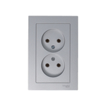Systeme Electric AtlasDesign Алюминий Розетка б/з двойная, 16А, в сборе