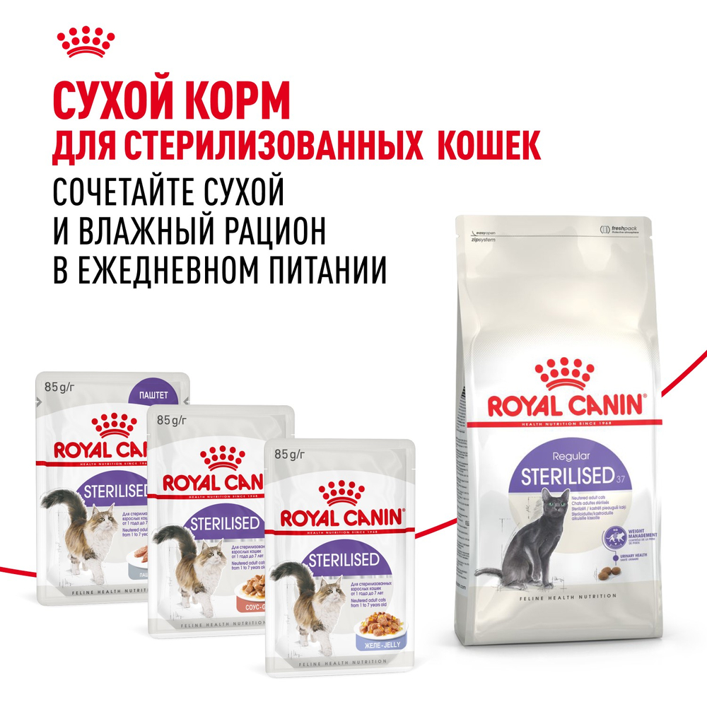 Royal Canin Sterilized Стерилайзд Корм влажный для взрослых стерилизованных кошек от 1 года до 7 лет паштет 85г