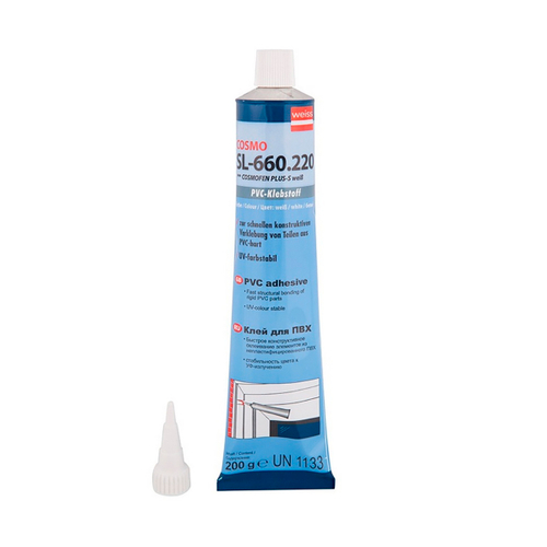 КОСМОФЕН Клей для ПВХ PLUS-S weib (жидкий пластик) белый 200гр. SL-660.220, 219903