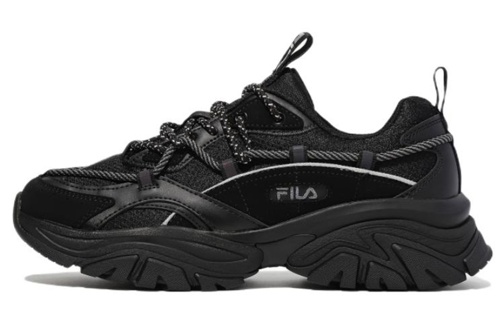 FILA Fabric Retro Sports Abrasion Resistant Breathable Low top Casual Shoes Unisex Black Korean Style