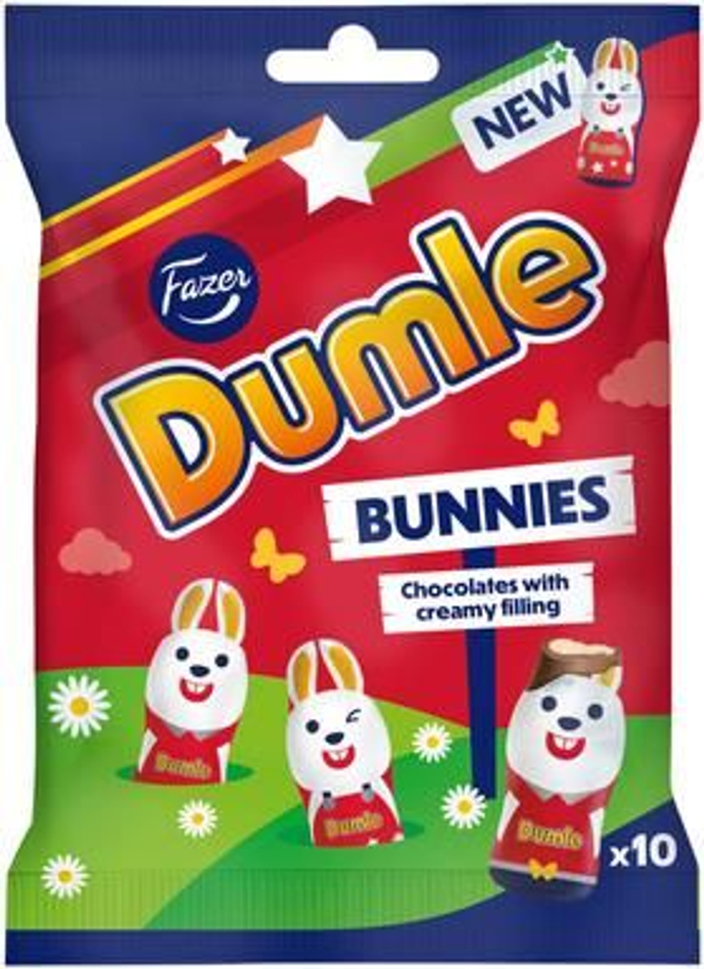 Fazer Шоколадные мини зайцы Dumle Bunnies с начинкой 122 г (из Финляндии)