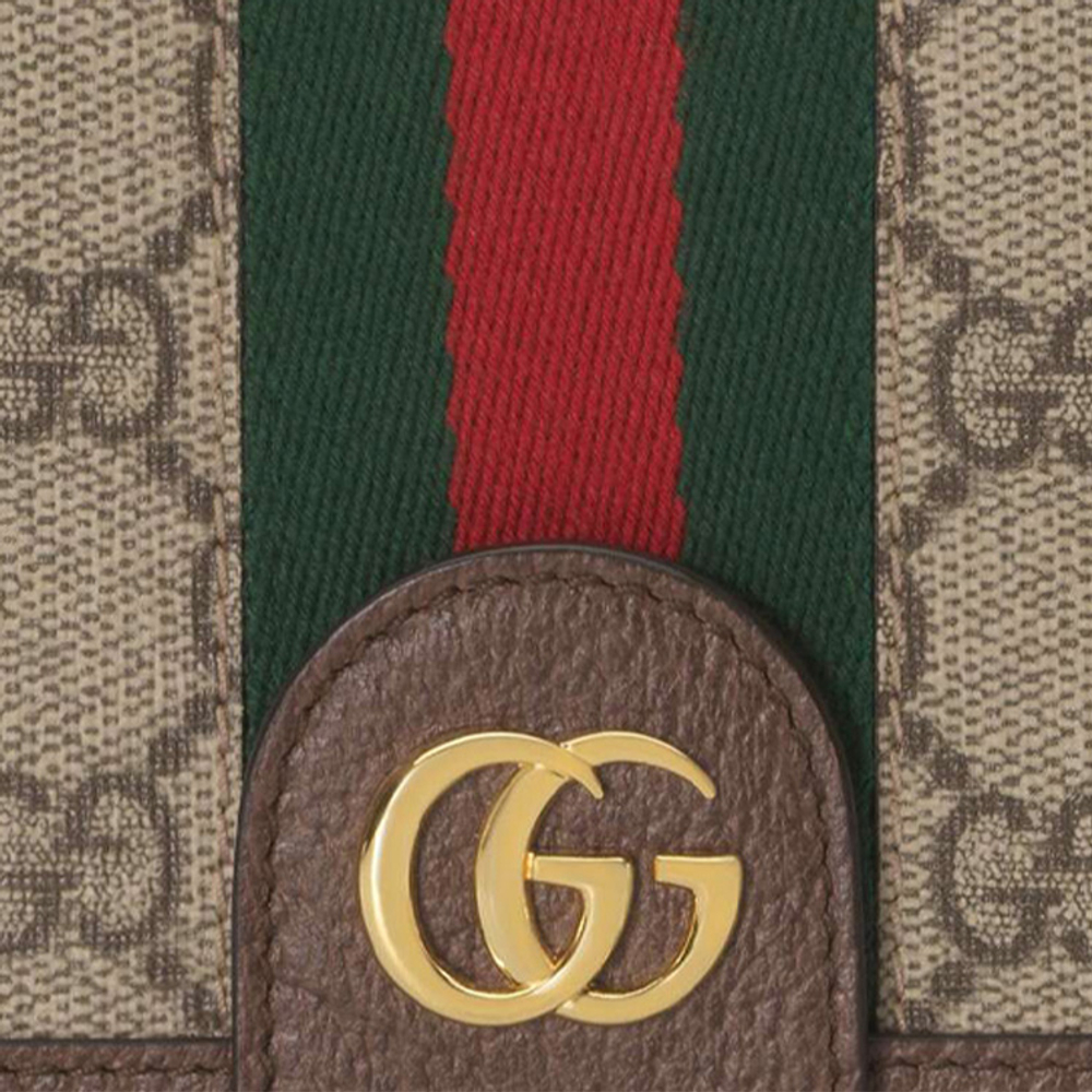 GUCCI Canvas With Leather Passport Holder Unisex Ebony/Brown