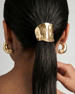 Резинка для волос металлическое полукольцо «WAVY HAIR CUFF», золото/серебро