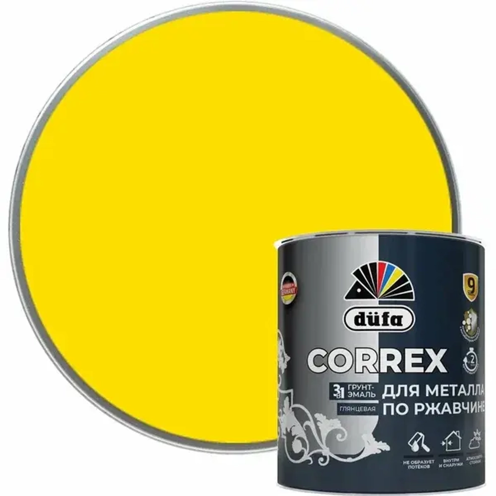 Грунт-эмаль Dufa CORREX 3 в 1 для металла по ржавчине RAL-1021 желтый