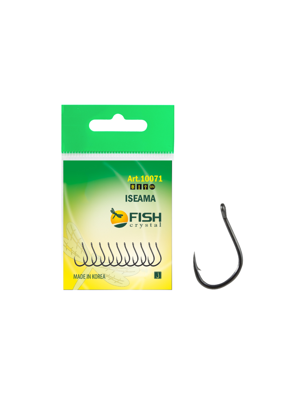 Крючок рыболовный Fish Crystal ISEAMA-RING 10071 с бородкой и ушком №4 (5 упаковок)