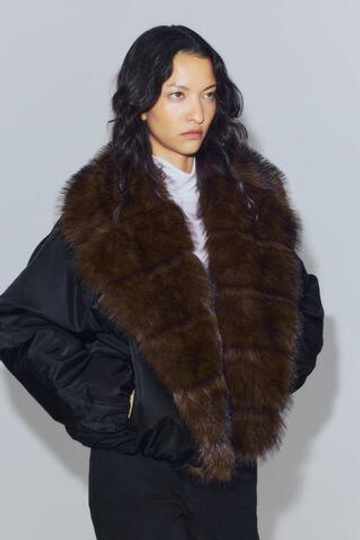 ZARA БОМБЕР С ВОРОТНИКОМ С ОТДЕЛКОЙ ПОД МЕХ — ZW COLLECTION, ЧЕРНЫЙ