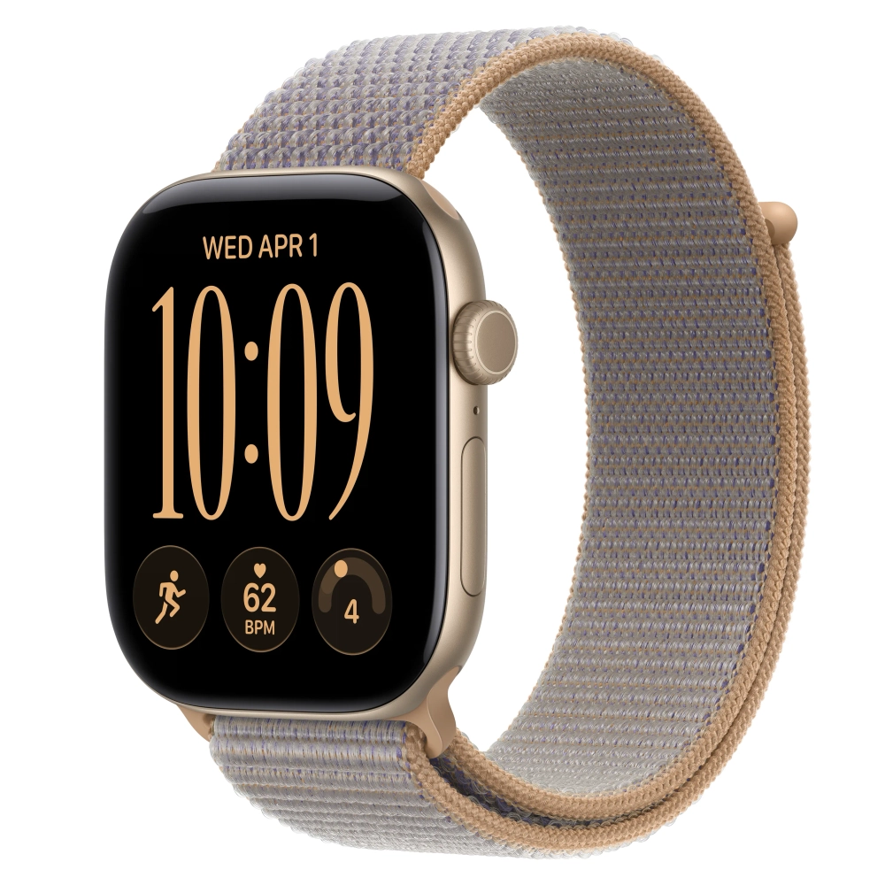 Умные часы Apple Watch Series 12 GPS, 46mm, Light Gold Aluminum Case with Chambray Blue Sport Loop