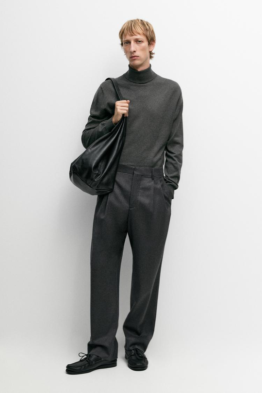 Massimo Dutti Костюмные брюки из 100% шерсти, светло-серый