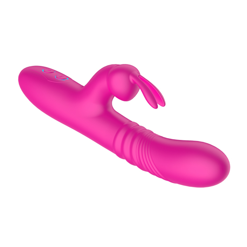 Розовый вибратор-кролик 24,3см с функцией поступательных движений Secwell Rabbit Bunny-Thrusting Vibrating SW2035