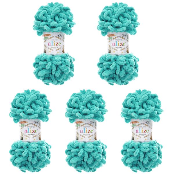 Пряжа Alize (Ализе) Puffy / уп.5 мот. по 100 г, 9м, 490 морская волна A