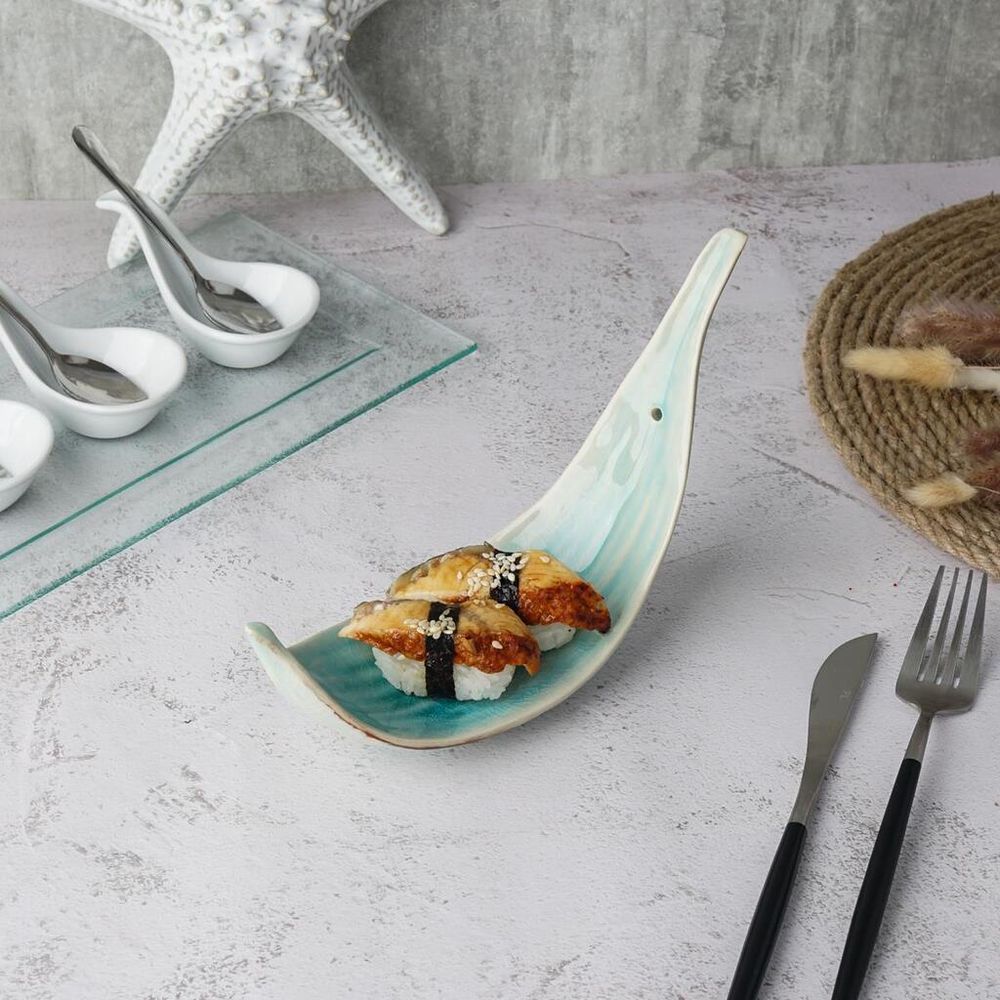 Блюдо для подачи 21*7,4 см h13,5 см для закусок Sea Blue Leaf Frutti di Mare P.L. [1]