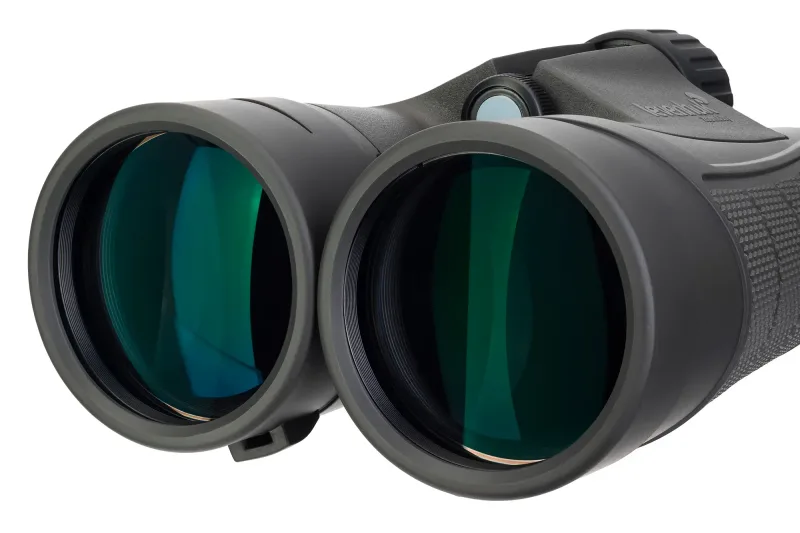 Бинокль Levenhuk Nitro 12x50, вид спереди, зеленые линзы