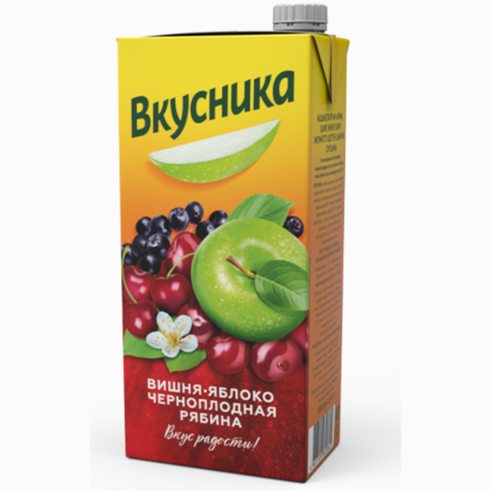 Сок натуральный Вкусника Вишня-яблоко-черноплодная рябина 0,95 л