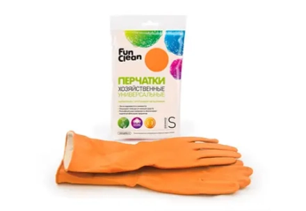 Перчатки хозяйственные Fun Clean универсальные оранжевые, S