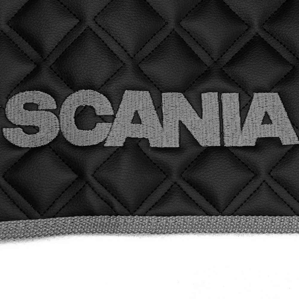 Ковры SCANIA 5 серии R (автомат), (экокожа, черный, серый кант, серая вышивка)