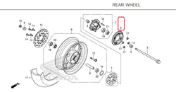 41200-K26-901. SPROCKET COMP., FINAL DRIVEN (34T). Rear sprocket Honda MSX-Grom-Monkey