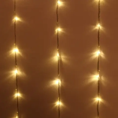 Гирлянда для дома ЗАНАВЕС «Водопад» ш1,5* в2,5 м 240 ламп LED, прозрач.пров, 8 реж, IP-20, Теплый белый (возможность соединения)