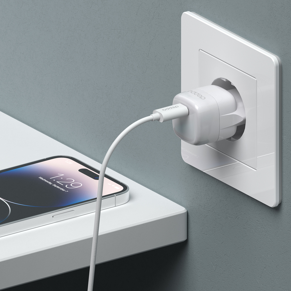 Сетевое зарядное устройство Deppa USB-C, Power Delivery, Mini GaN, 20Вт