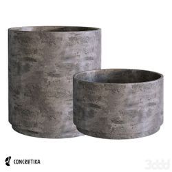 Кашпо CYLINDER XL CONCRETE GREY DARK D100 H105