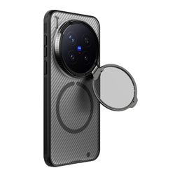 Чехол тонированный серый с MagSafe на смартфон Vivo X300 Pro, серия CamShield Prop Magnetic (версия с прозрачной откидной крышкой объектива) от Nillkin