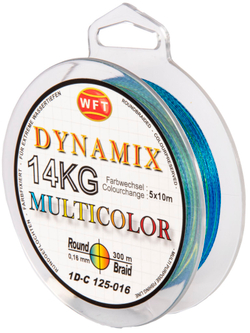 Леска плетёная WFT KG ROUND DYNAMIX Multicolor 300 м, 0,16 мм