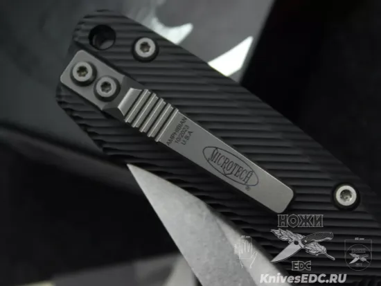 Microtech Amphibian Ram-Lok S/E - нож складной, черн. алюм. рук-ть, стоунвош клинок