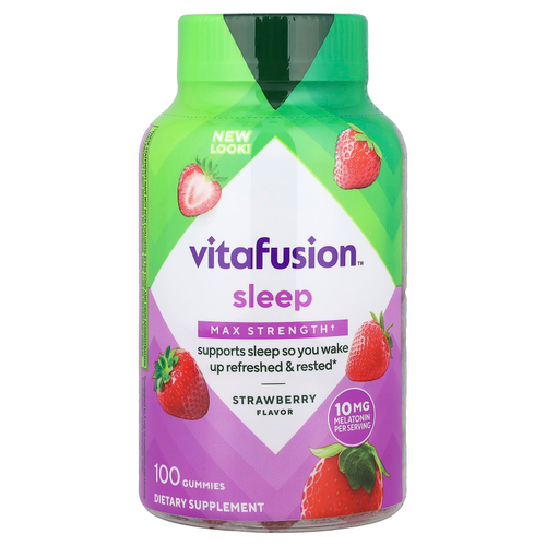 VitaFusion, жевательные таблетки для сна, максимальная сила действия, со вкусом клубники, 100 жевательных таблеток