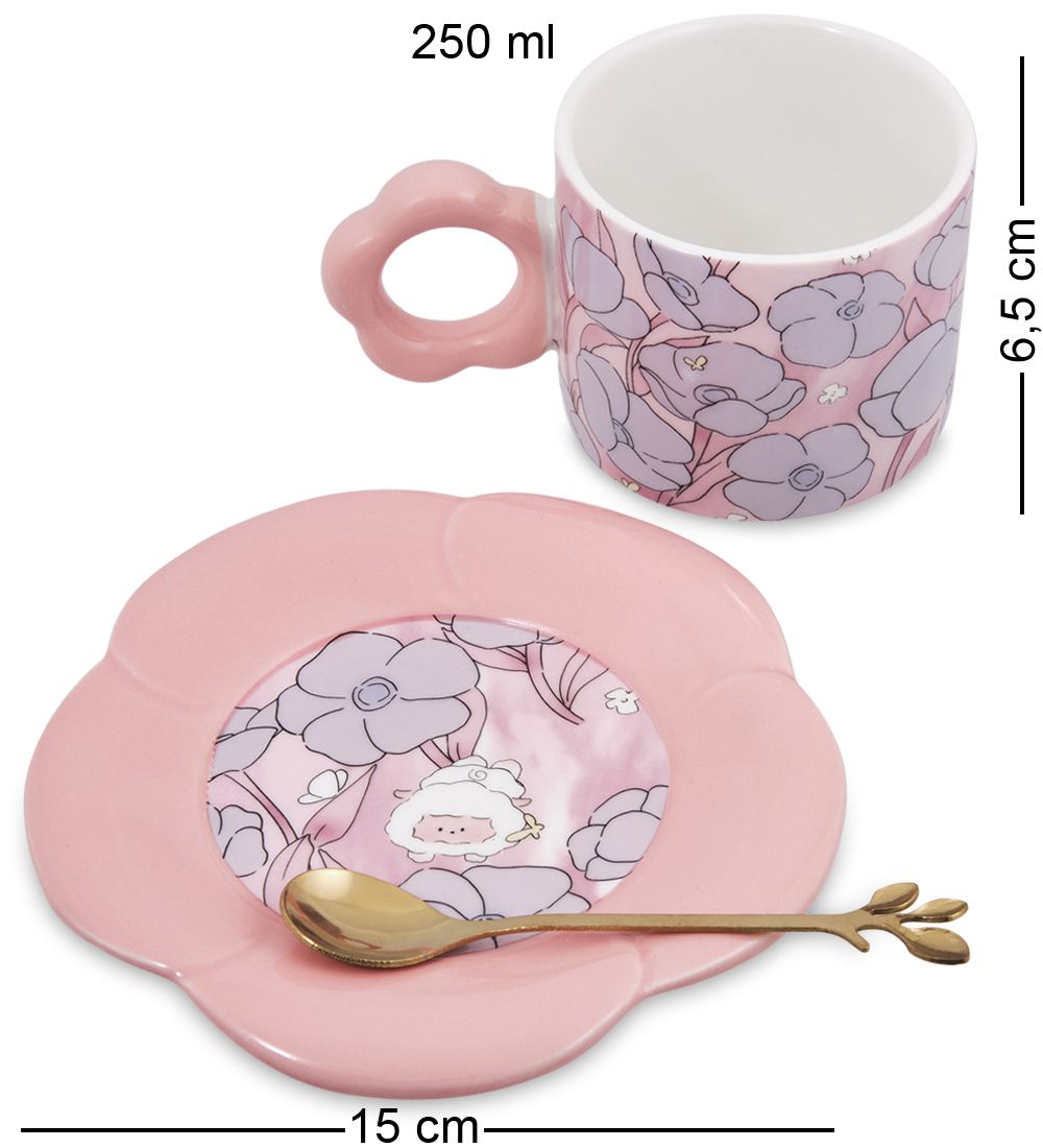GAEM Art MUG-422/3 Чайная пара «Пушистик в цветах»