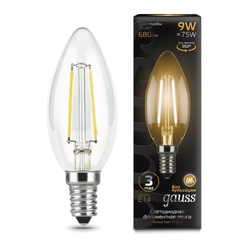 Лампа Gauss LED Filament Свеча 9W E14 680 lm 2700K  103801109