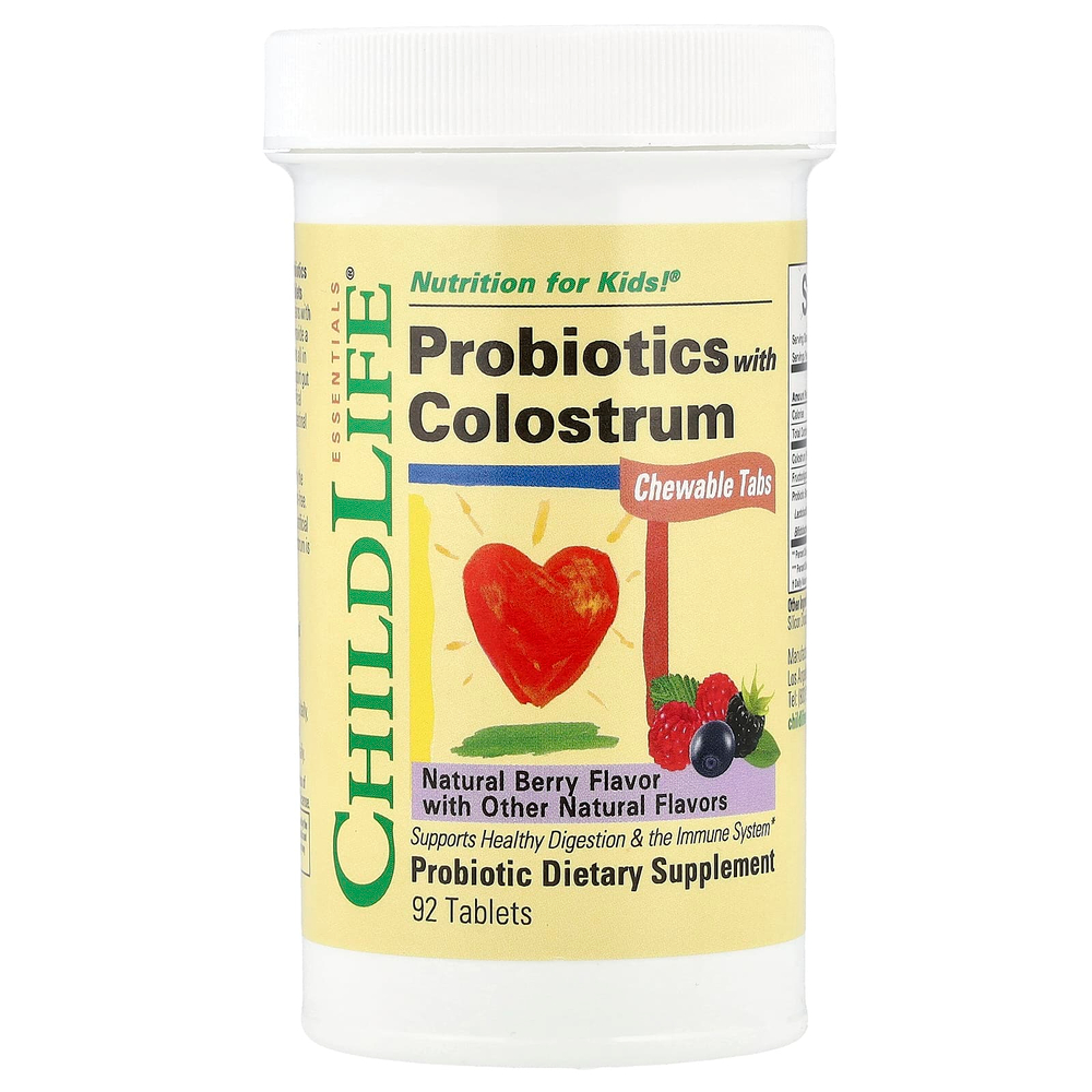 ChildLife Essentials, Пробиотик с молозивом, смесь ягод, 90 жевательных таблеток