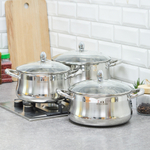 Набор кастрюль 3 предмета (3,6л, 4,4л, 5,6л) нерж Bella Cucina BC-2143