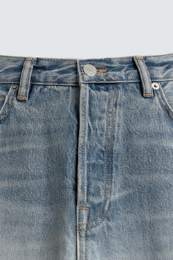 ZARA ДЖИНСЫ STRAIGHT FIT, СТАЛЬНОЙ СИНИЙ