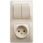 Schneider Electric Glossa Бежевый Блок: розетка и 2-клавишный выключатель IP20 скрытая установка GSL000272