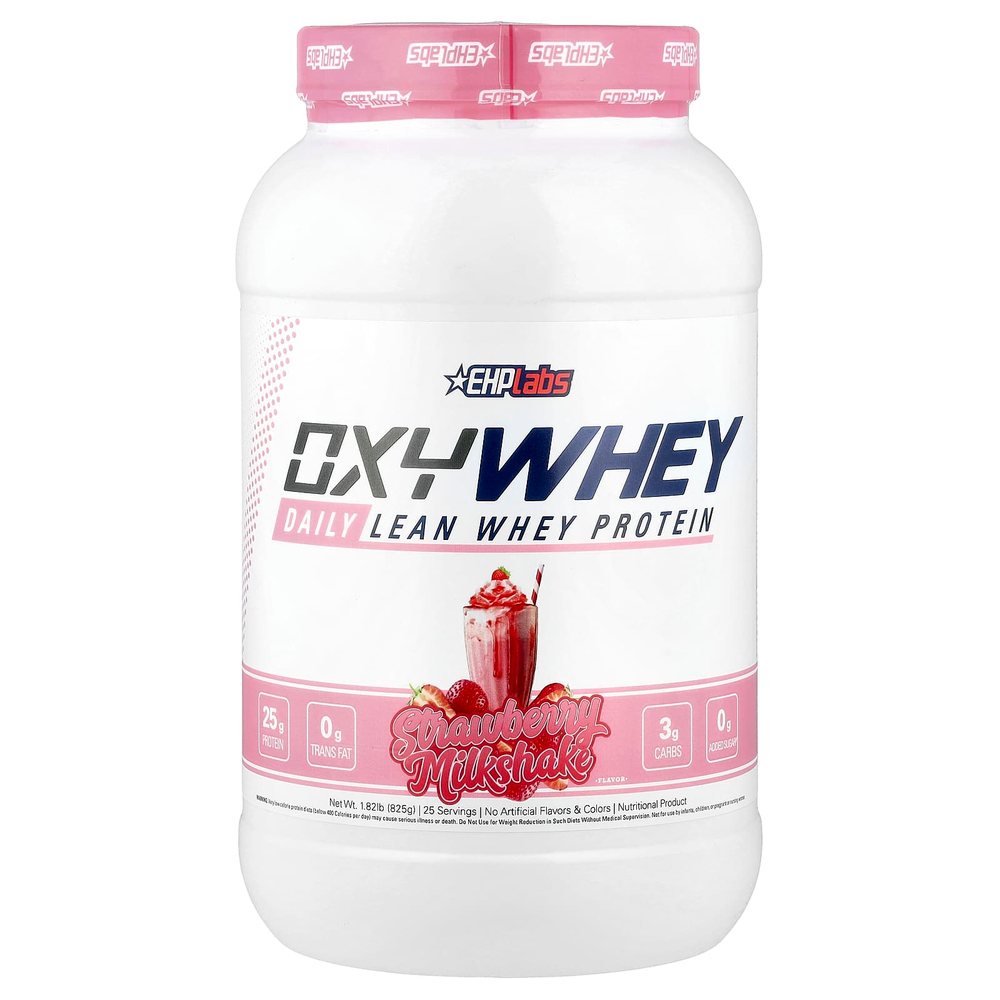 EHPlabs, OxyWhey, сухой протеин для хорошего самочувствия, со вкусом клубничного молочного коктейля, 880 г (1,94 фунта)