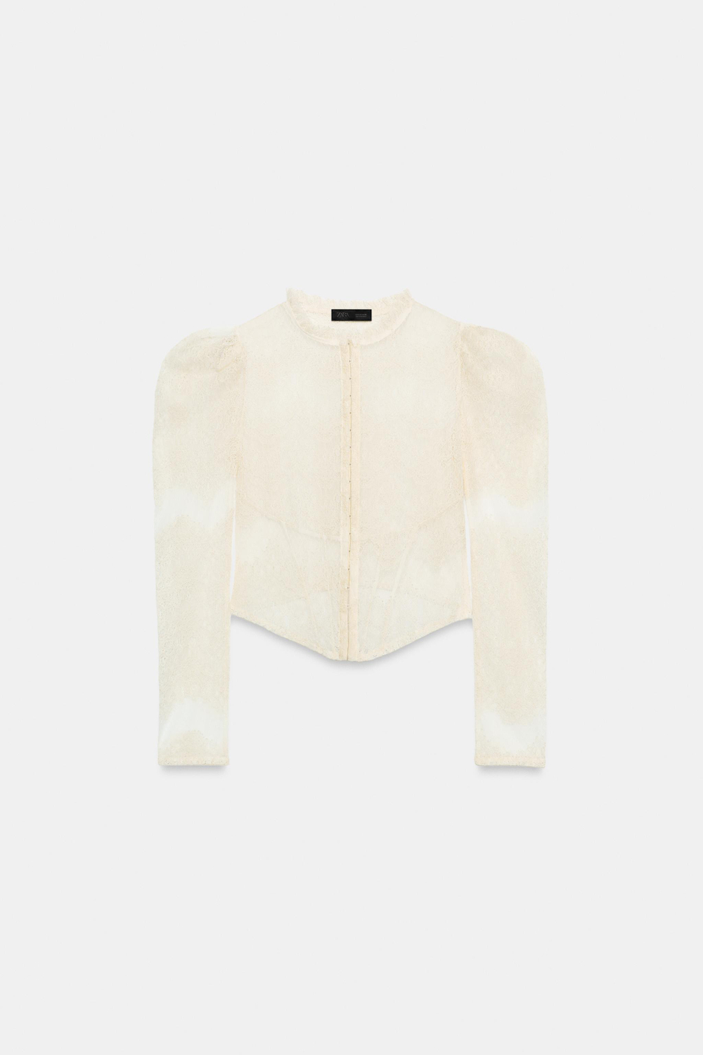 ZARA КРУЖЕВНОЙ ТОП-КОРСЕТ, ЭКРЮ