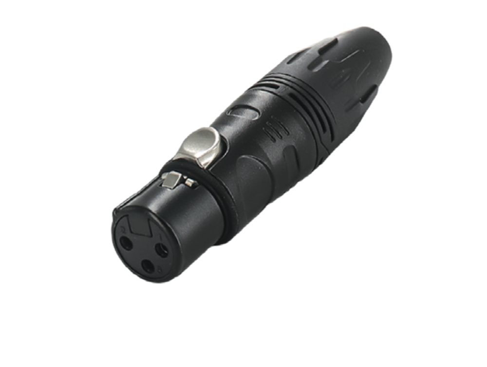 Разъём DMX кабельная розетка мама S301-BG-3P резина черный 3-pin